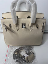 BAYA CREME FONCE ARGENT CUIR Véritable - 25CM