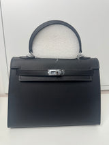 ALAE NOIR ARGENT CUIR Véritable - 25CM