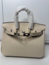 BAYA CREME FONCE ARGENT CUIR Véritable - 25CM
