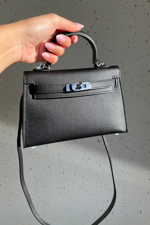 Sac Alae 19cm Noir Argenté - Cuir Véritable