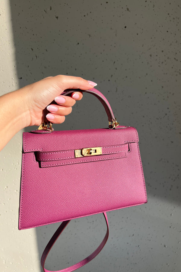 Sac Alae 22cm Violet Or - Cuir Véritable