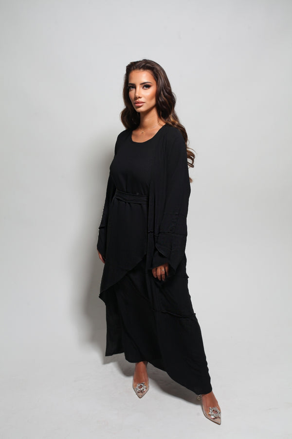 Abaya set et hijab offert - Noir
