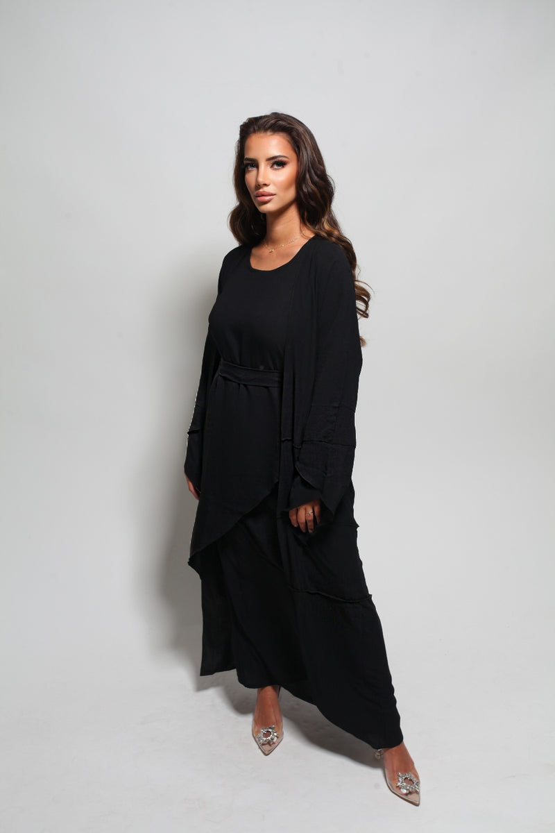 Abaya set et hijab offert - Noir