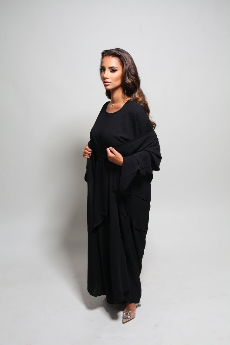 Abaya set et hijab offert - Noir
