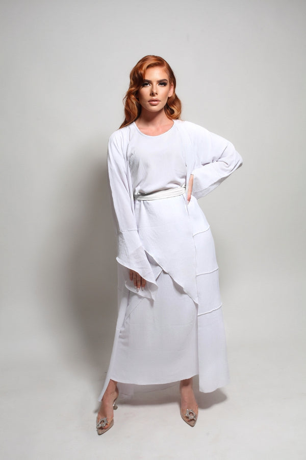 Abaya set et hijab offert - Blanc