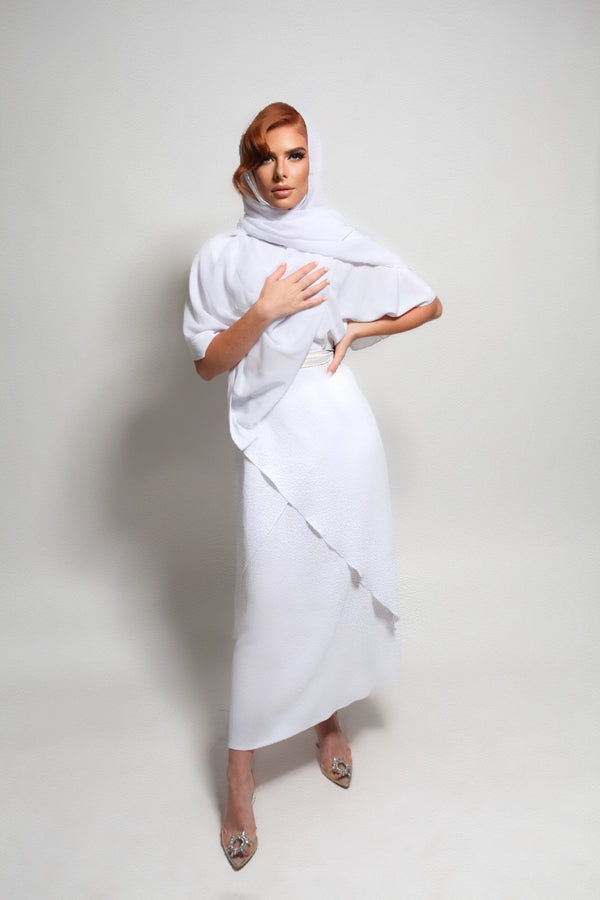 Abaya set et hijab offert - Blanc