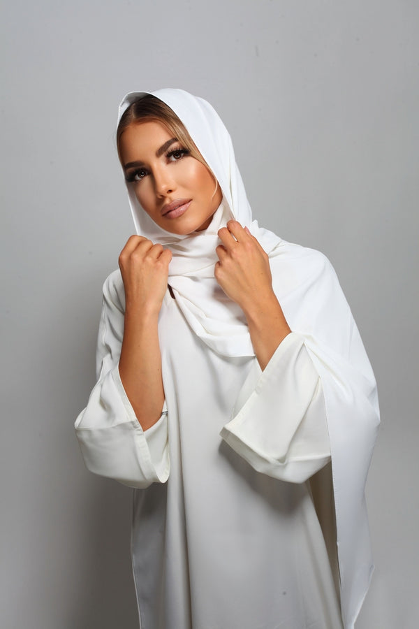 Hijab type soie de Medine - Blanc