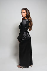 Robe croisée satin - Noir