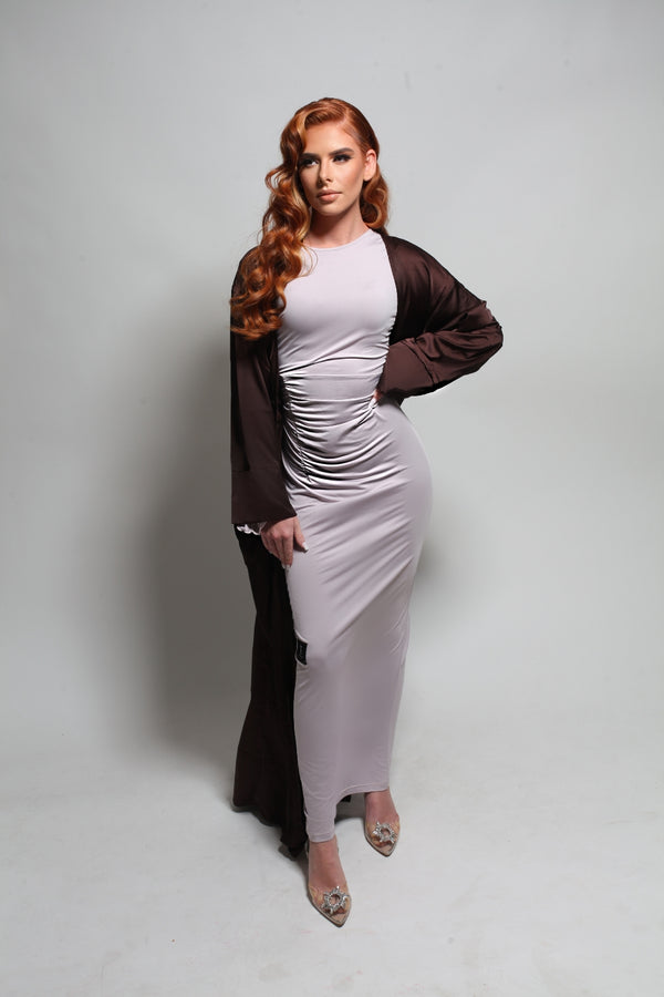 Robe froncée - Gris mauve