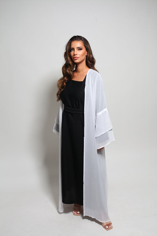 Kimono transparent et hijab offert - Blanc