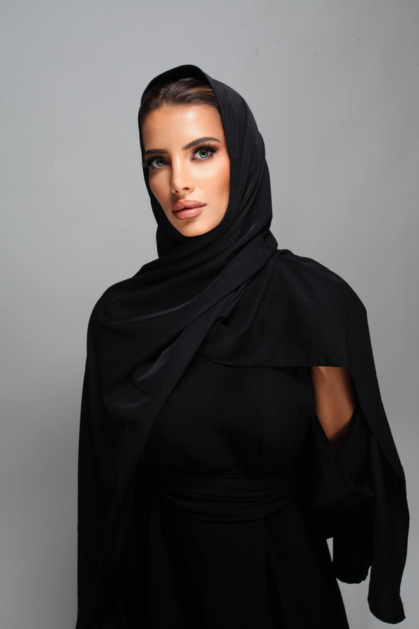Hijab type soie de Medine - Noir