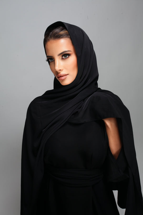 Hijab type soie de Medine - Noir