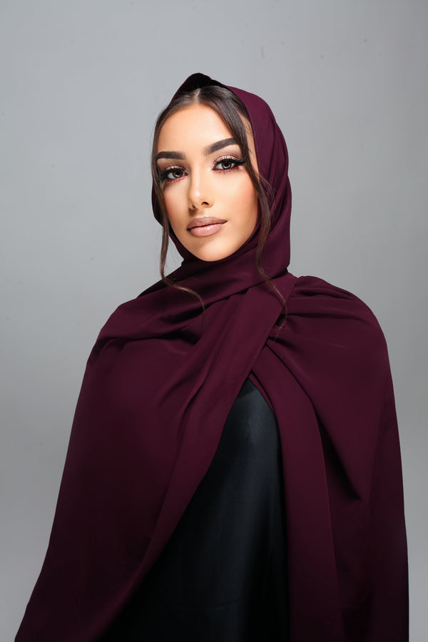 Hijab type soie de medine - Violet prune
