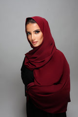 Hijab type soie de Medine - Rouge brun