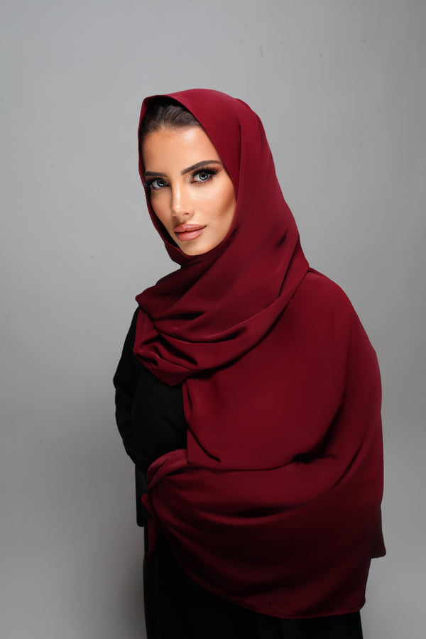 Hijab type soie de Medine - Rouge brun