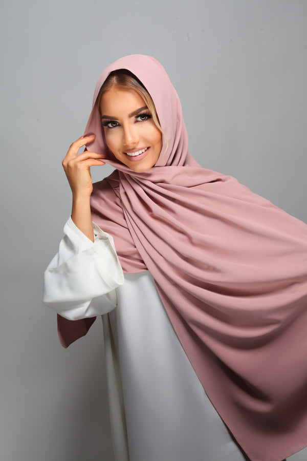 Hijab type soie de Medine - Vieux rose