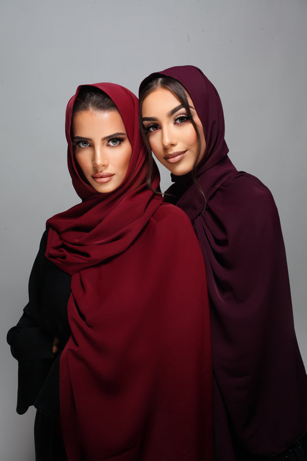 Hijab type soie de Medine - Rouge brun