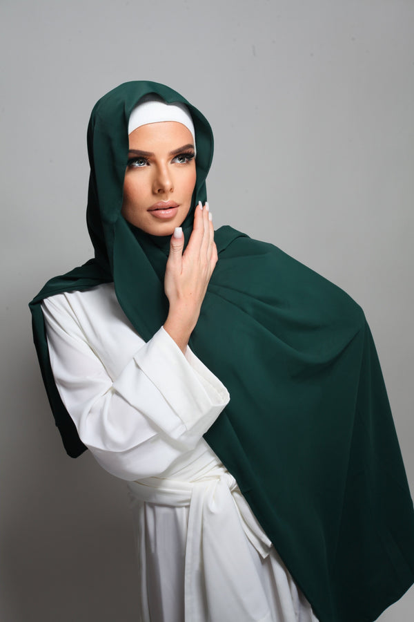Hijab Type soie de Medine - Vert sapin