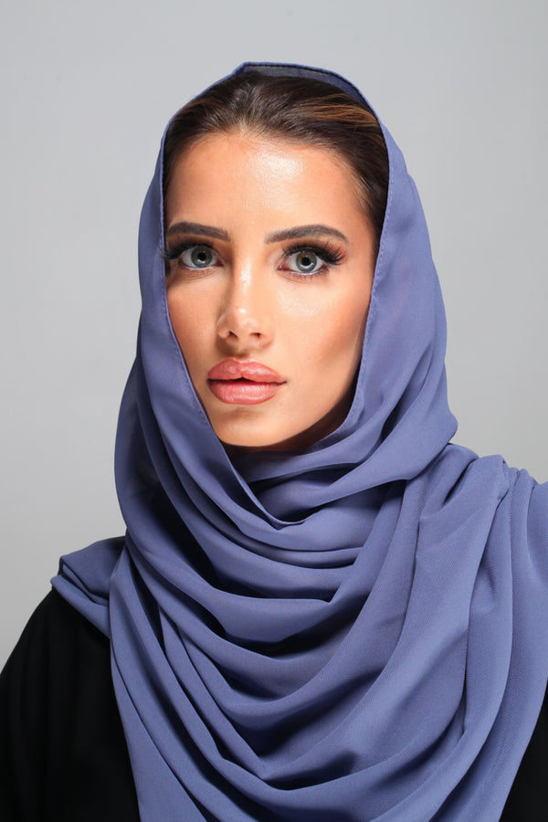 Hijab Mousseline - Violet Bleu