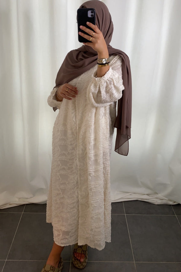 Robe longue avec boutons - Blanche