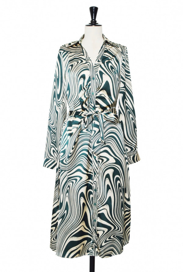 Robe imprimé marbré vert