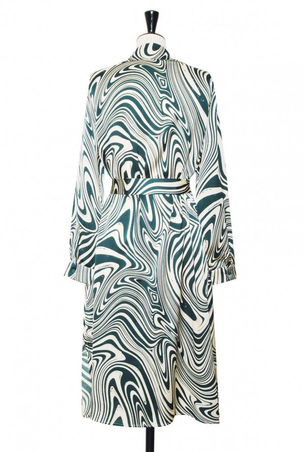 Robe imprimé marbré vert