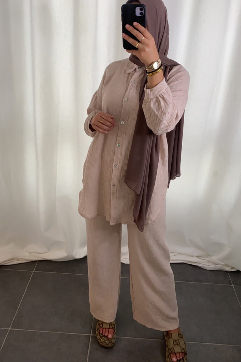 Ensemble gaze de coton - Taupe