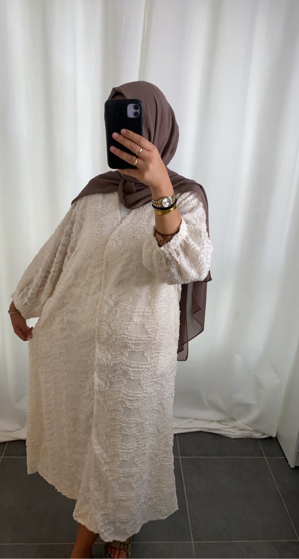 Robe longue avec boutons - Blanche